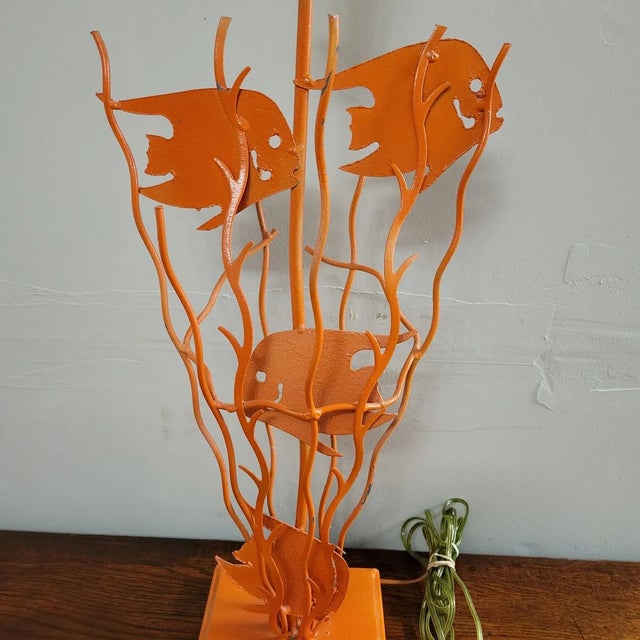 Vintage Orange Fish Seaweed Lamp For Sale - Image 4 of 8