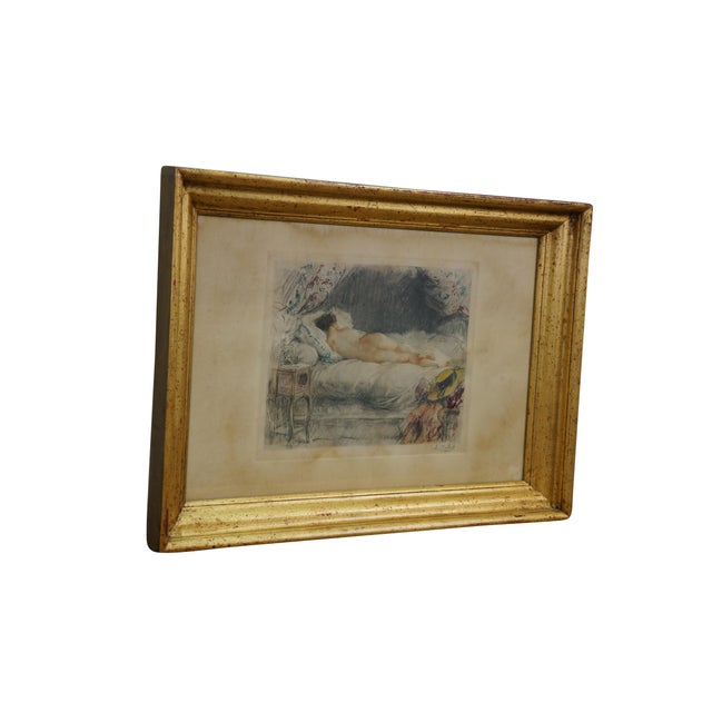 Victorian Antique Signed Antoine Calbet Awakening the Sleeping Beauty Etching 25" For Sale - Image 3 of 11