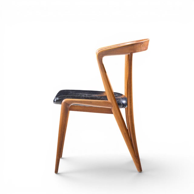 Bertha Schaefer for Singer & Sons Mid Century Italian Walnut Dining Chairs - Set of 4 For Sale - Image 9 of 11
