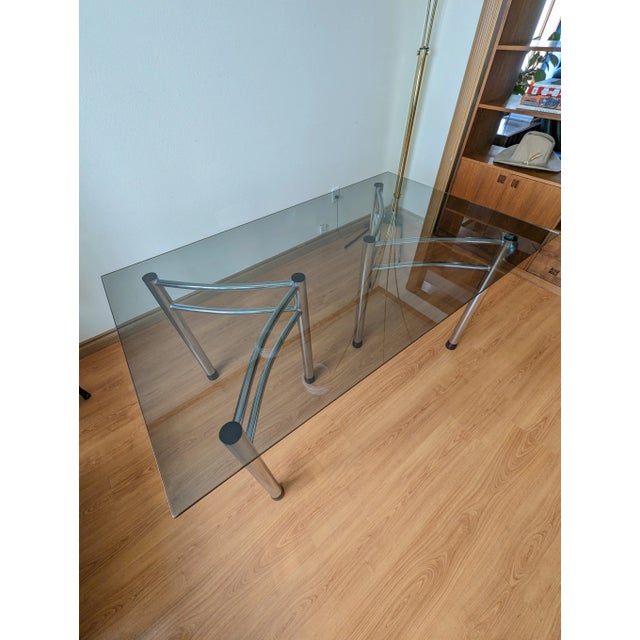 Wood 1970s Mid Century Modern Jerry Johnson Style Chrome & Oak 6 Chair Dining Set of 7 For Sale - Image 7 of 12