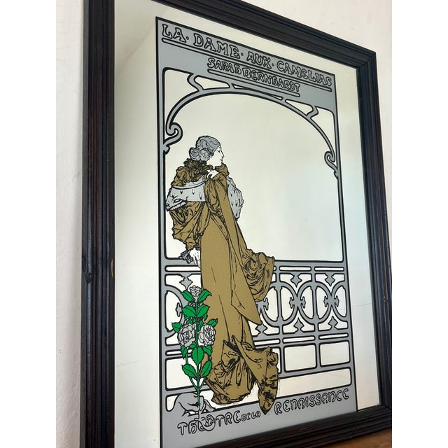 Vintage Art Nouveau Style Mirror with Sarah Bernhardt Motif, 1970s For Sale - Image 6 of 14