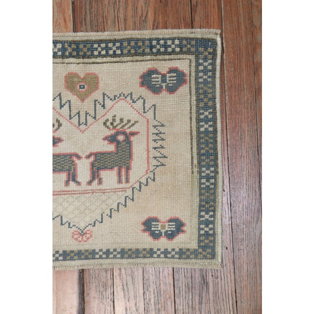 Pop Art Vintage Mini Square Turkish Pictorial Rug - 1'6" x 1'10" For Sale - Image 3 of 6