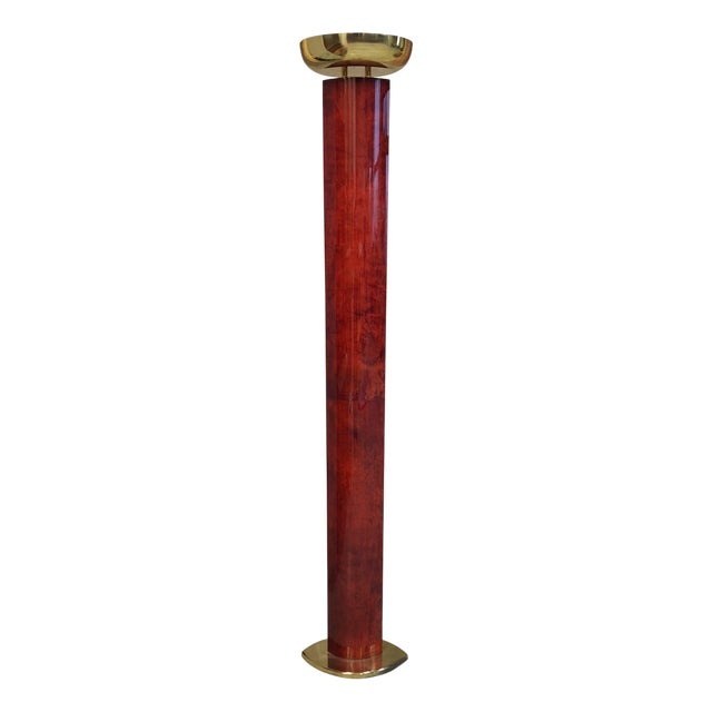 Model 2591 Floor Lamp in Lacquered Parchment from Aldo Tura, Italy, 1970s For Sale