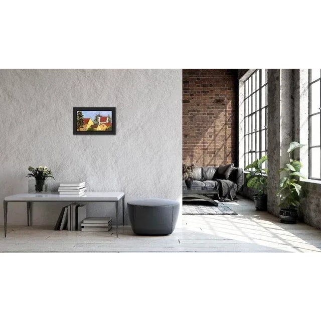 Yellow Mendocino Cemetery Church View, Modern Landscape Oil Painting For Sale - Image 8 of 9