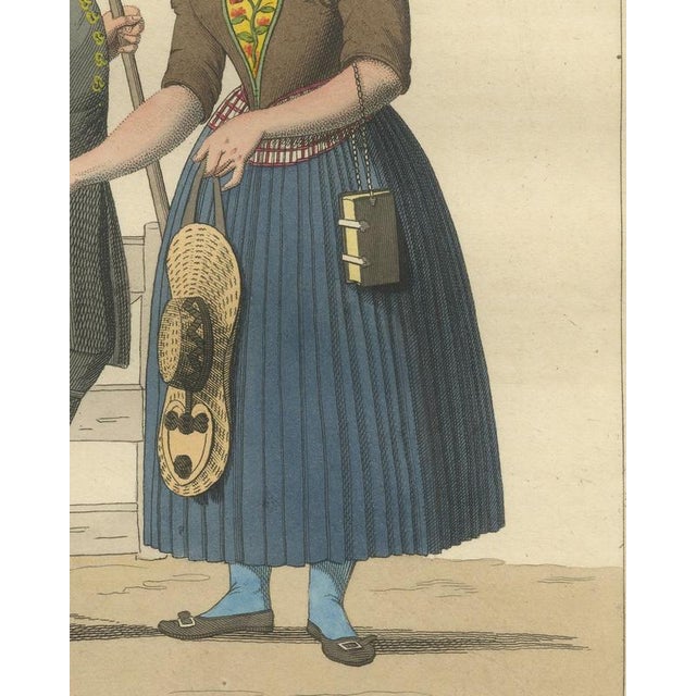 Maaskamp, Mennonites of Kampereiland on the Way to Meeting, Dutch Costume, 1820, Engraving For Sale - Image 6 of 9