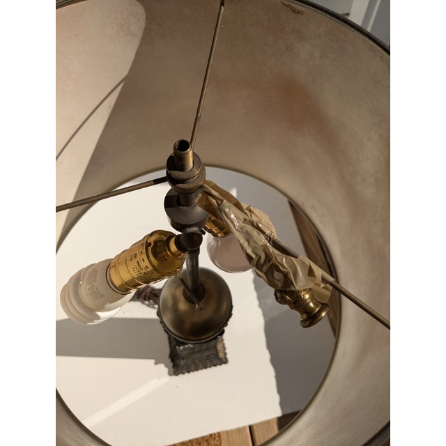 Mid 20th Century Bronze and Marbled Glass Table Lamp For Sale - Image 11 of 12