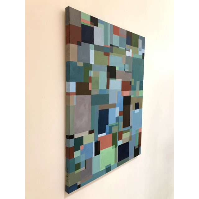 Abstract Abstract Painting With Overlapping Rectangles and Squares For Sale - Image 3 of 9