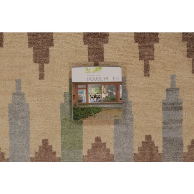 Contemporary Scandinavian Style Geometric Beige, Green & Blue Wool Rug by Rug & Kilim For Sale - Image 9 of 10