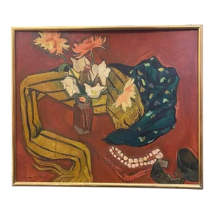 Oil Painting on Panel Still Life With Jewelry Signed Antoine Martinez 1940 France