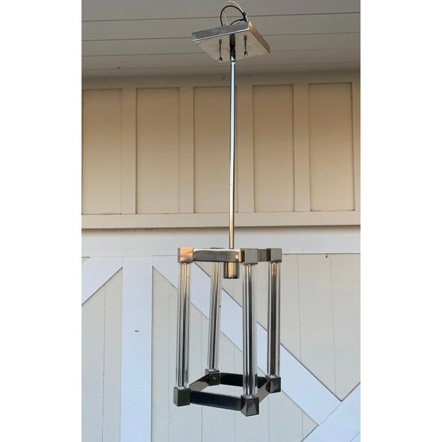 Chrome & Glass Pendant Light For Sale In Los Angeles - Image 6 of 12
