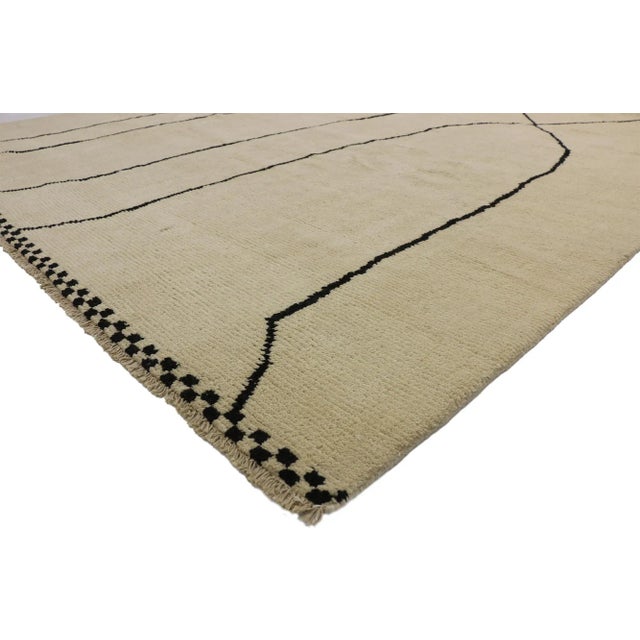contemporary Moroccan area rug with Modern style. This hand knotted wool contemporary Moroccan area rug with Minimalist...