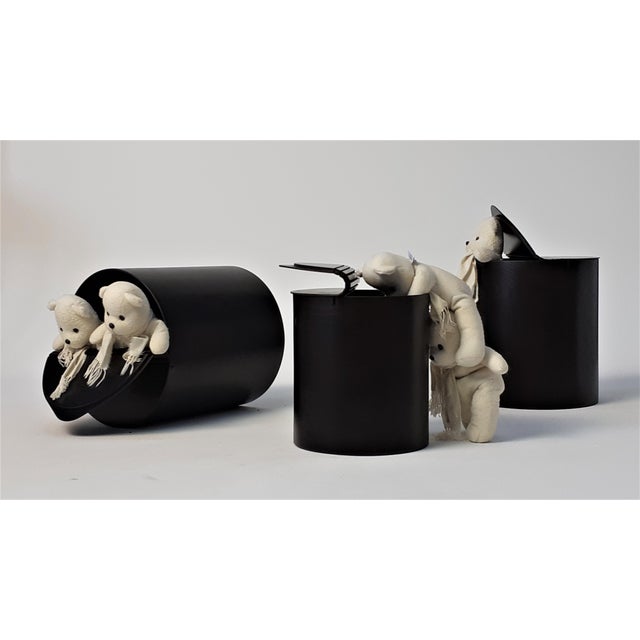 Early 21st Century Round Laundry Basket in Dark Brown Stained Wood by Luca Villa For Sale - Image 5 of 6