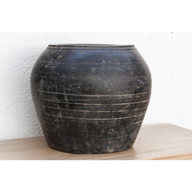 Sculpture Materials Blackened Earth Clay Urn For Sale - Image 7 of 9