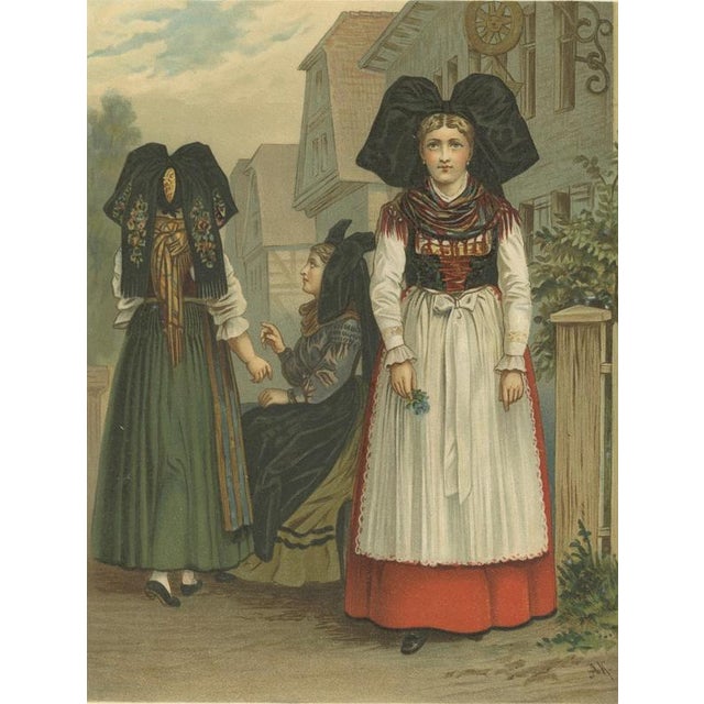 After Albert Kretschmer, Alsace Griesheim Folk Costume, 1875, Chromolithography on Paper For Sale - Image 3 of 10