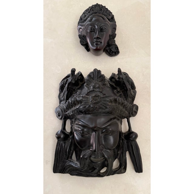 Black Asian Wall Sculptures, a Pair For Sale - Image 8 of 8