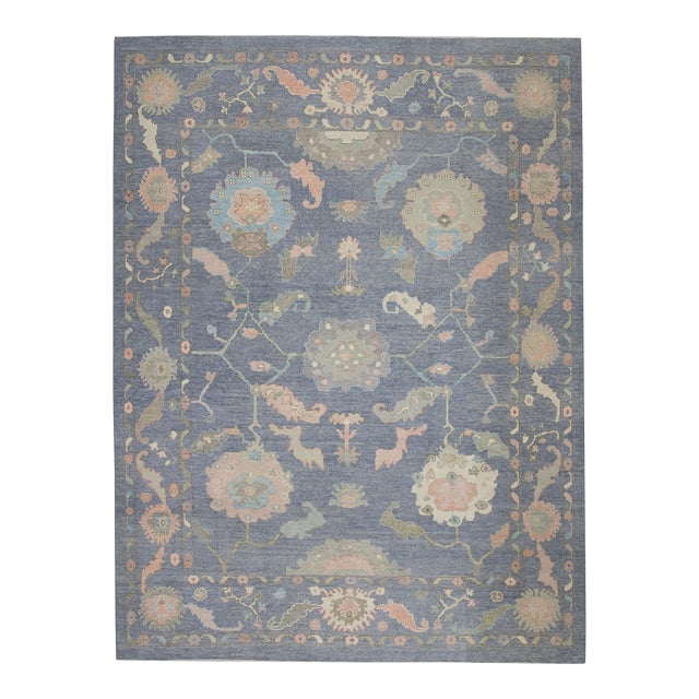 Oriental Hand Knotted Rug Turkish Oushak 9'4" x 12' For Sale