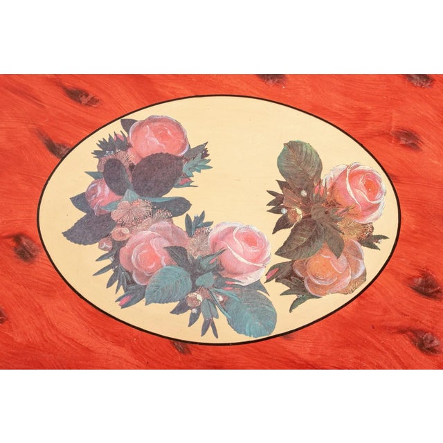 A very attractive, smaller size Italian hand-painted tole accent table with a removable tray top. Structurally sound and...