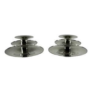 Pair of 1950's Mid-Century Modern Carole Stupell Silverplate Candle Holders After Georg Jensen