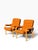 OVERVIEW A matched pair of mid-century modern bentwood lounge armchairs, freshly reupholstered in a warm burnt orange...