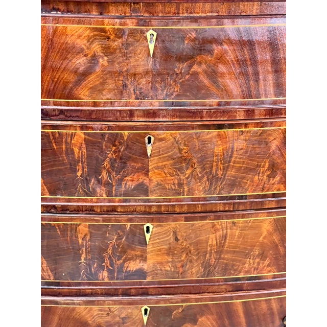 Antique Sheraton Mahogany Bowfront Chest C. Early 19th Century For Sale In Boston - Image 6 of 15