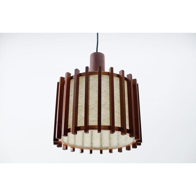 Metal Mid-Century Modern Scandinavian Ceiling Lamps in Teak Wood and Copper, 1960s, Set of 2 For Sale - Image 7 of 16