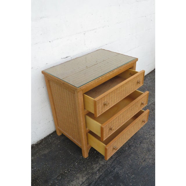 Lexington Hollywood Regency Woven Wicker Small Chest Large Nightstand 6135 For Sale - Image 13 of 14