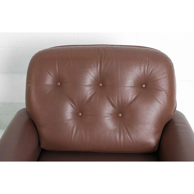 1960s Pair Tufted Leather Lounge Chairs Pair Mid Century EuroVintage For Sale - Image 5 of 16
