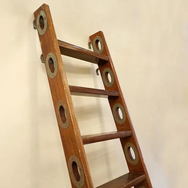 Brown Vintage Wooden Ship Boat Ladder For Sale - Image 8 of 9