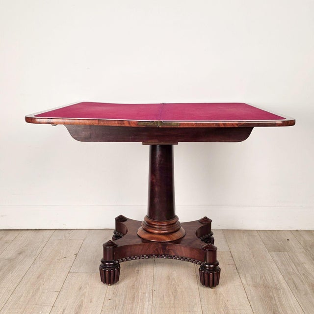 Wood Late Regency Period Mahogany Pedestal Game Table, England Circa 1825 For Sale - Image 7 of 11