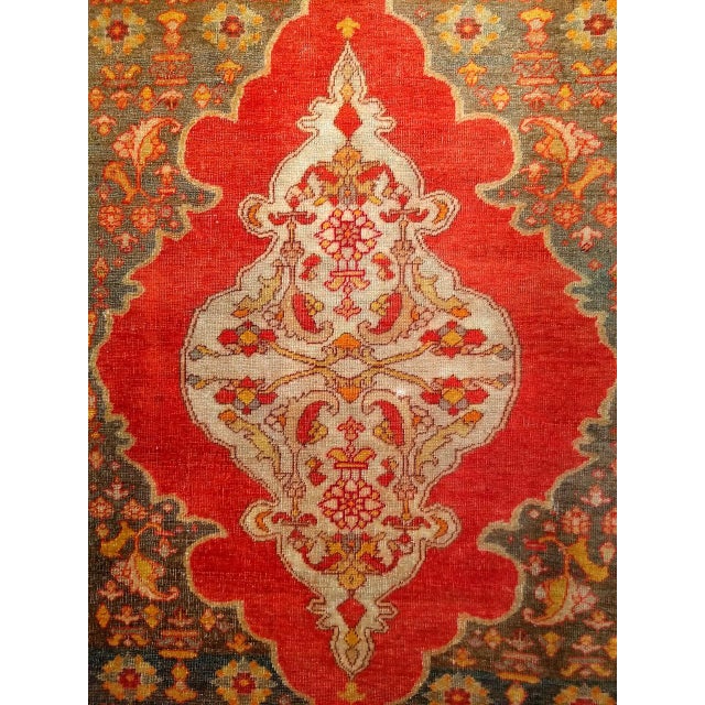 19th Century Turkish Oushak Area Rug, Hand-Knotted Wool, Red & Ivory, 5' x 6' For Sale - Image 4 of 11