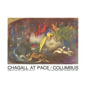 1977 Marc Chagall 'Enlevement de Chloe (Abduction of Chloe)' Modernism Brown,Black,Blue,White,Yellow,Red USA Lithograph