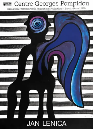 1980 French Jan Lenica Centre Georges Pompidou Exhibition Poster