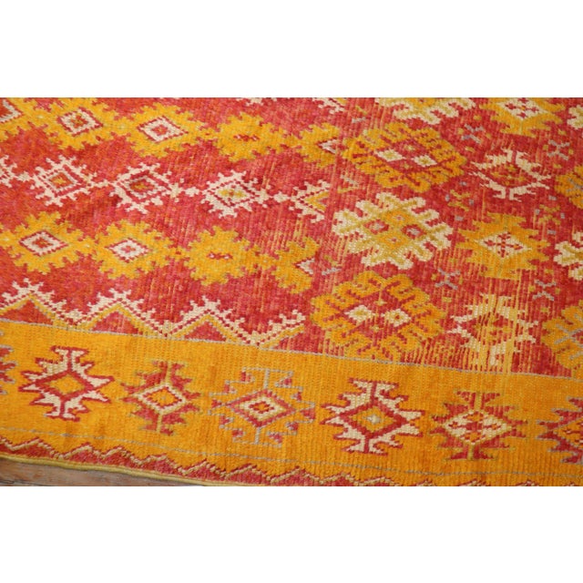 Mid 20th Century Saffron Red Quirky Moroccan Colorful Geometric Accent Rug For Sale - Image 11 of 18