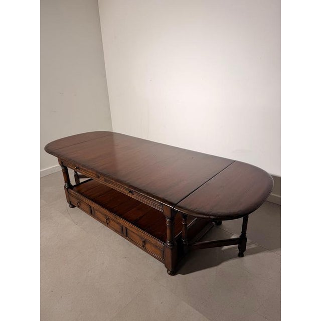 Brown Double-Sided Extendable Coffee Table with Drawers from Old New England For Sale - Image 8 of 9