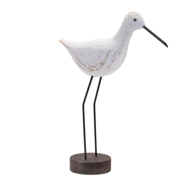 Modern Carved Wood Sea Bird with Metal Stand (Set of 2) For Sale - Image 3 of 9
