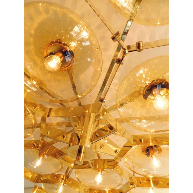 Metal 21st Century Beehive Polished Brass Amber Bubbles Murano Flush Mount by Fabio LTD For Sale - Image 7 of 7