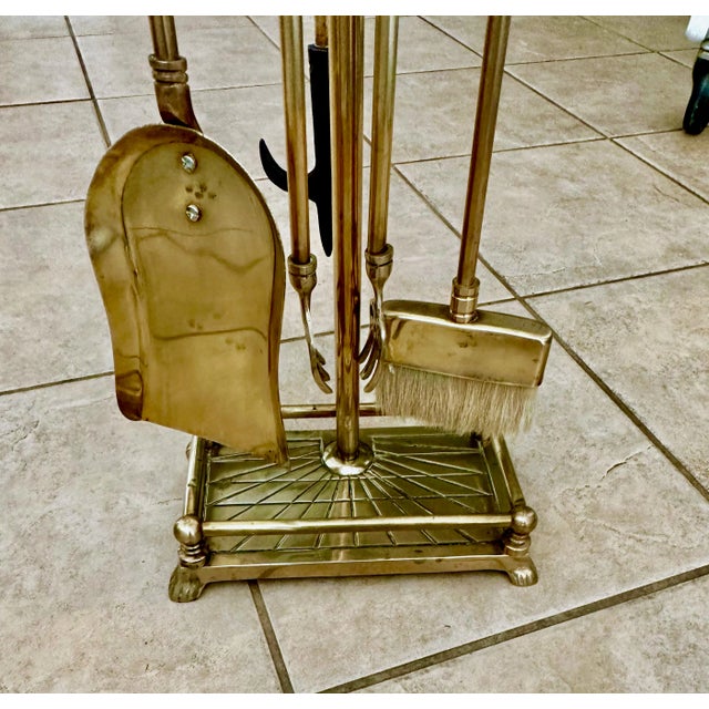 Brass Set Unicorn Horse Brass Fireplace Tool Set For Sale - Image 8 of 12