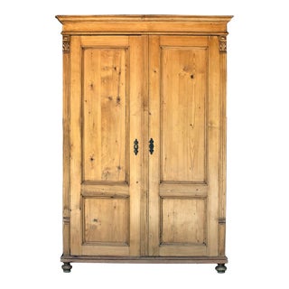 Mid 19th Century Antique European Pine Armoire For Sale
