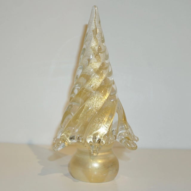 Cenedese 1980s Italian Modern 24k Gold Dust Twisted Murano Glass Tree Sculpture For Sale - Image 11 of 11