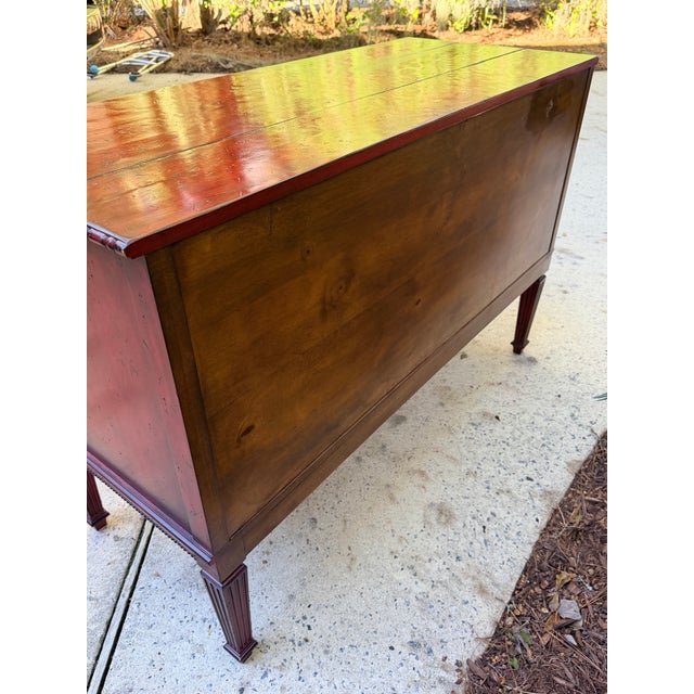 Vintage Red Lacquered Medallion 2 Drawer Commode, Chest of Drawers For Sale - Image 12 of 12