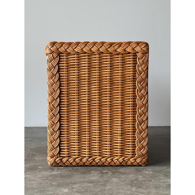 Woven Wicker Nightstand With Braided Rope Trim, 1980s For Sale - Image 10 of 17