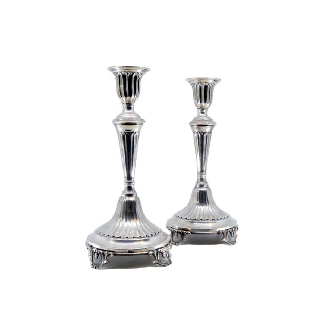 Silver Candlesticks with Fluting For Sale - Image 11 of 11