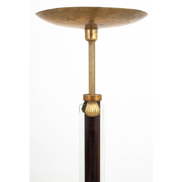 Pietro Chiesa for Fontana Arte Attributed Floor Lamp, circa 1930, glass panels over ebonized wood column, fastened with...