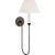 Traditional Amber Lewis for Visual Comfort Signature Ingela 24" Single Sconce in Modern Iron with Silk Pleat Shade For Sale - Image 3 of 9