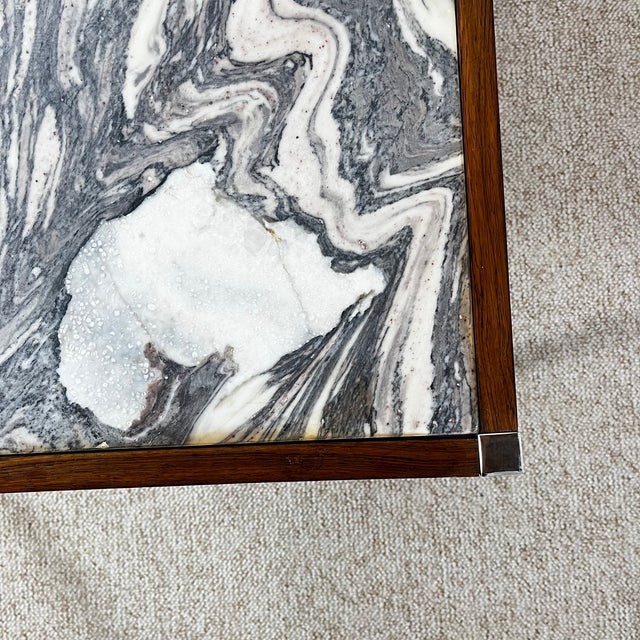 Mid-Century Modern Coffee Table in Metal, Walnut and Arabescato Marble, Italy, 1970 For Sale - Image 12 of 18