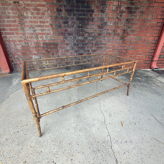 Chinoiserie Late 20th Century Regency Italian Style Hand Gilt Faux Bamboo Coffee Table - Newly Painted For Sale - Image 3 of 11