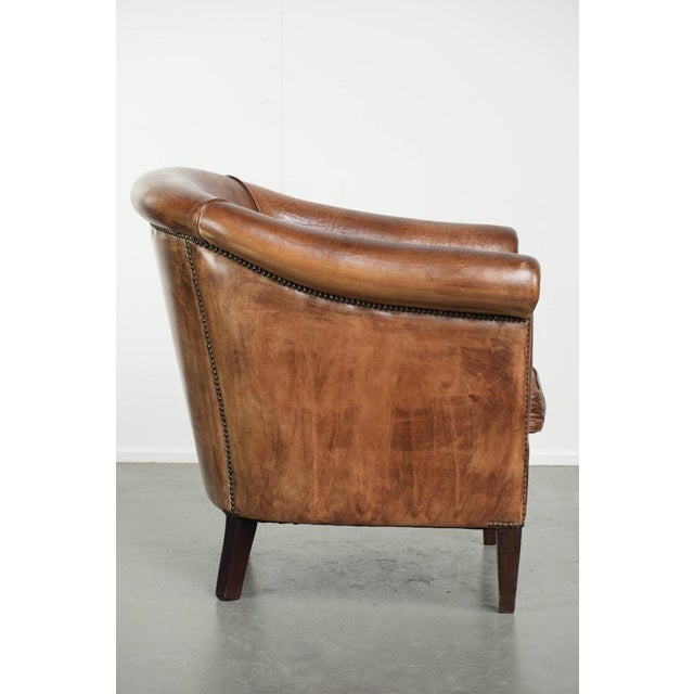 Traditional Vintage Club Chair in Sheepskin Leather For Sale - Image 3 of 14