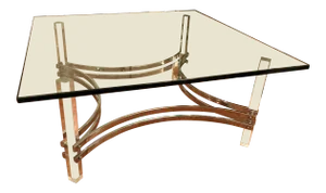 Charles Hollis Jones Lucite and Chrome Coffee Table Hollywood Regency
