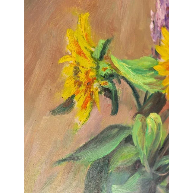 1960s Summer Bouquet, Oil on Plate, Framed For Sale - Image 5 of 10