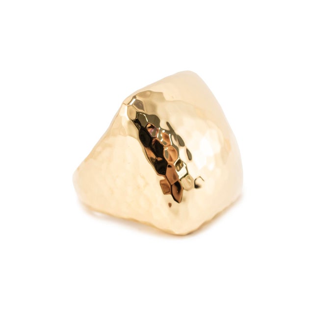 Roberto Coin Martellato 18k Yellow Gold Hammered Dome Ruby Cocktail Ring, Size 6.5 For Sale - Image 4 of 9